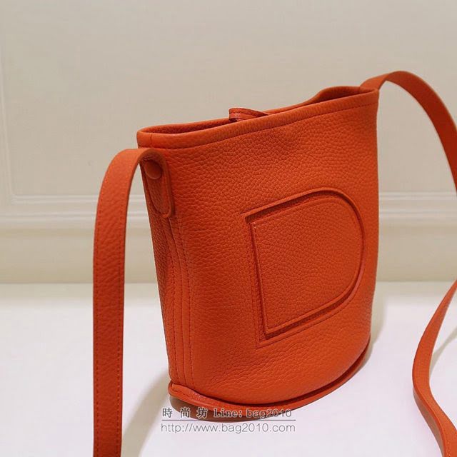 DELVAUX女包 專櫃新色 Delvaux Pin春夏系列 進口牛皮 德爾沃女手提包 D00315mini 橙紅色 Delvaux單肩包  fcs1418